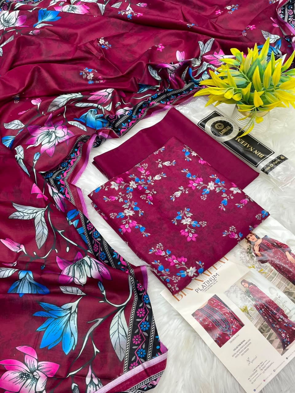 Bin Naeem Platinum Vol-43 3PC Printed Lawn – Wholesale Suits