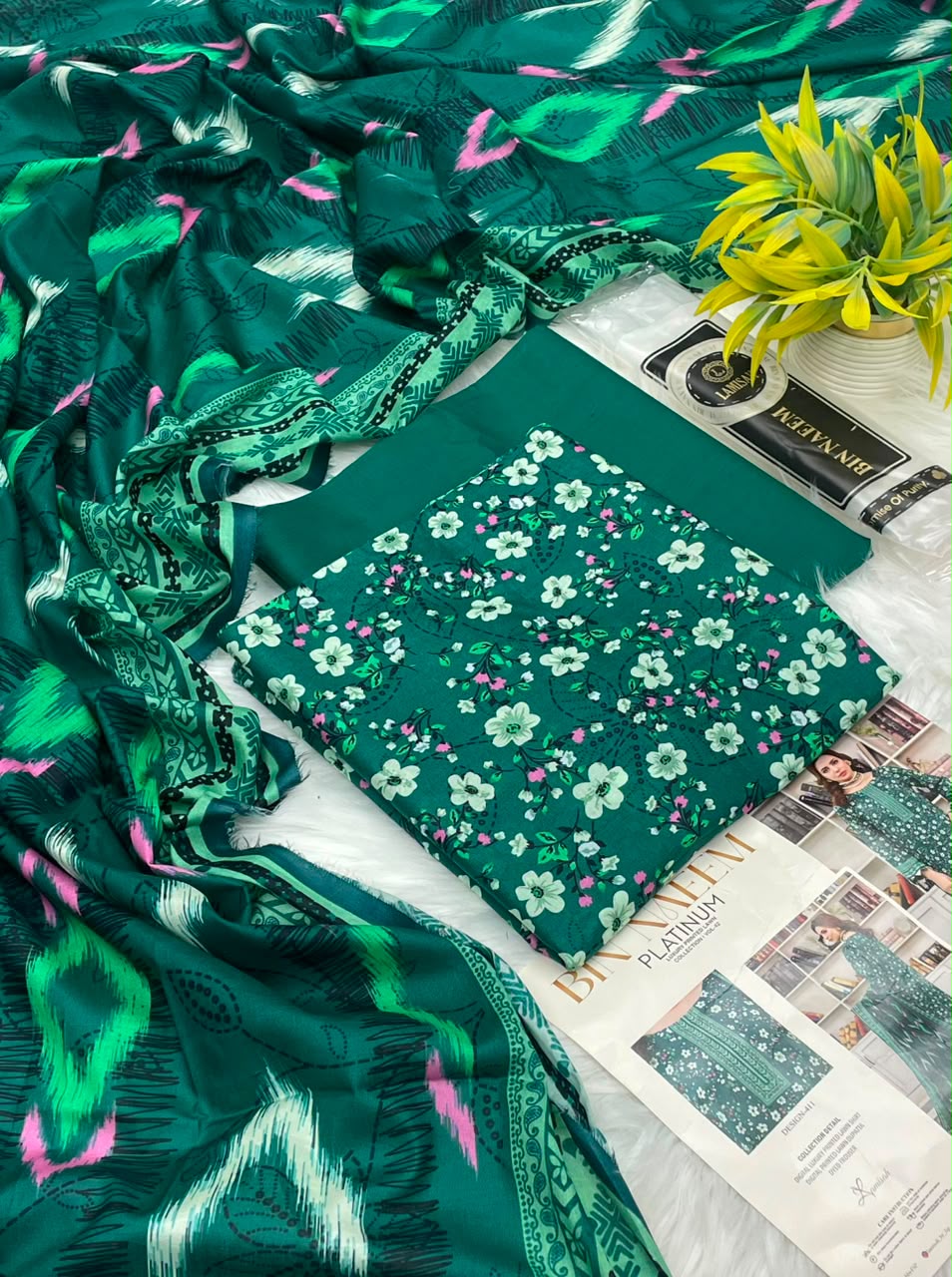 Bin Naeem Platinum Vol-43 3PC Printed Lawn – Wholesale Suits