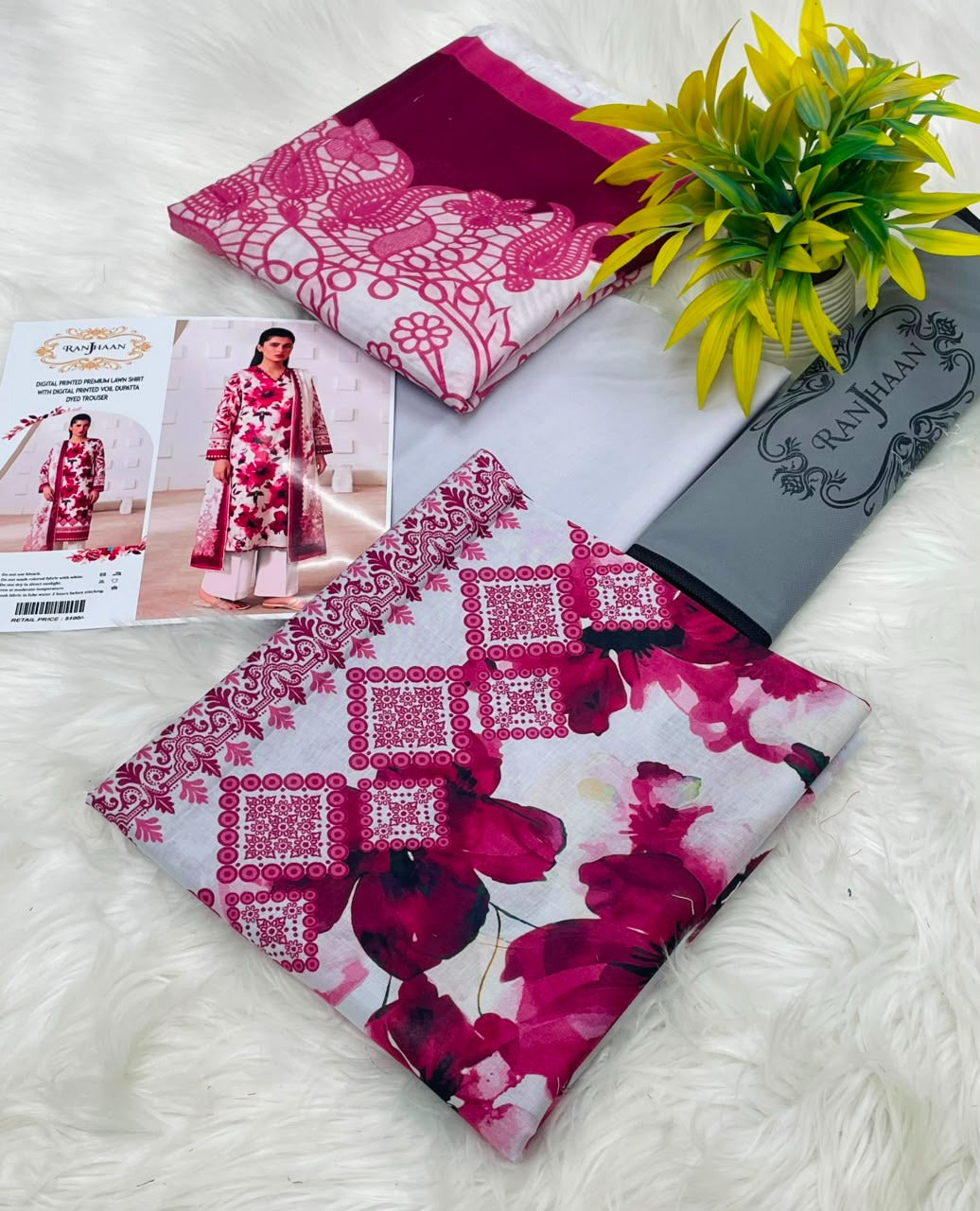 Ranjhaan 3PC Printed Lawn Wholesale Suit