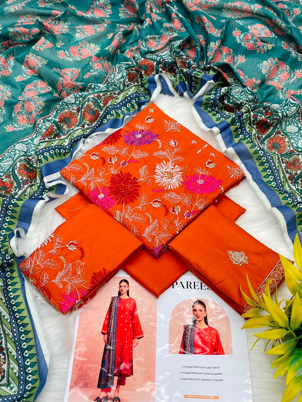 Pareesa Lawn 3PC Printed Premium | Wholesale Suit
