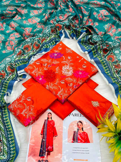 Pareesa Lawn 3PC Printed Premium | Wholesale Suit