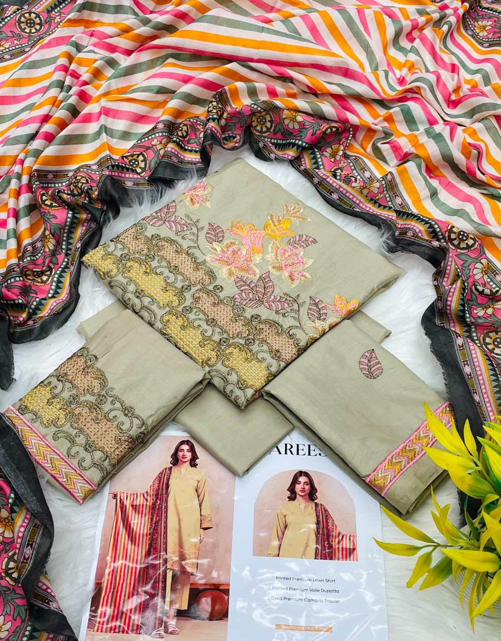 Pareesa Lawn 3PC Printed Premium | Wholesale Suit