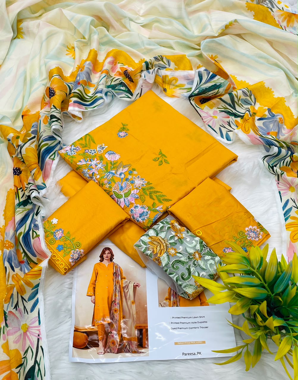 Pareesa Lawn 3PC Printed Premium | Wholesale Suit