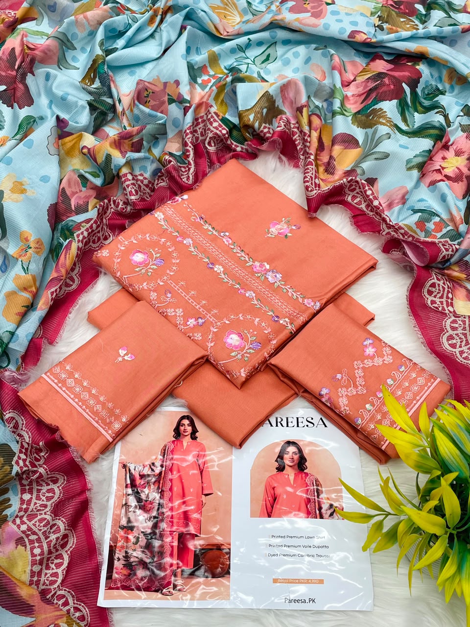 Pareesa Lawn 3PC Printed Premium | Wholesale Suit
