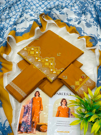 Pareesa Lawn 3PC Printed Premium | Wholesale Suit