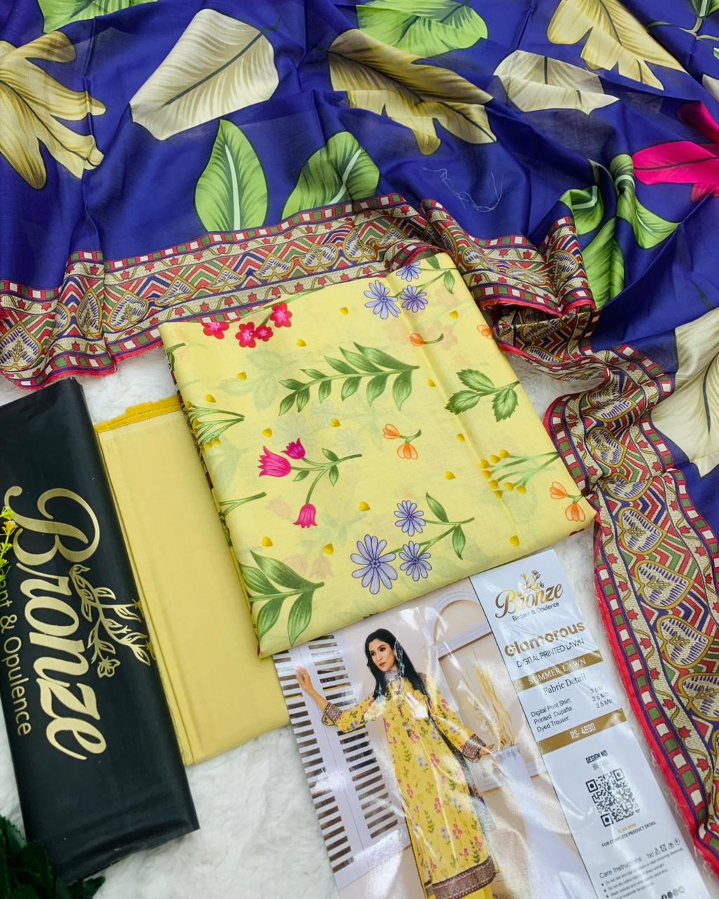 Bronze Glamorous Digital Printed Lawn – 3PC