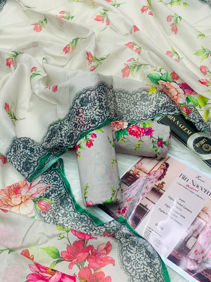 Bin Naeem Orchard – Digital Printed Cambric 3PC