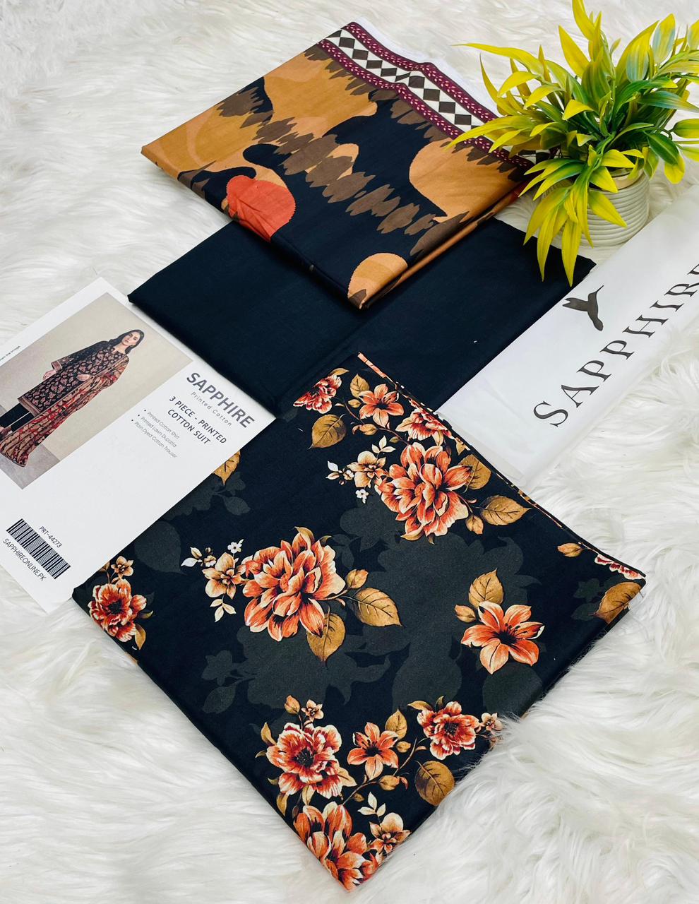 Sapphire Premium Cotton 3PC Unstitched Collection