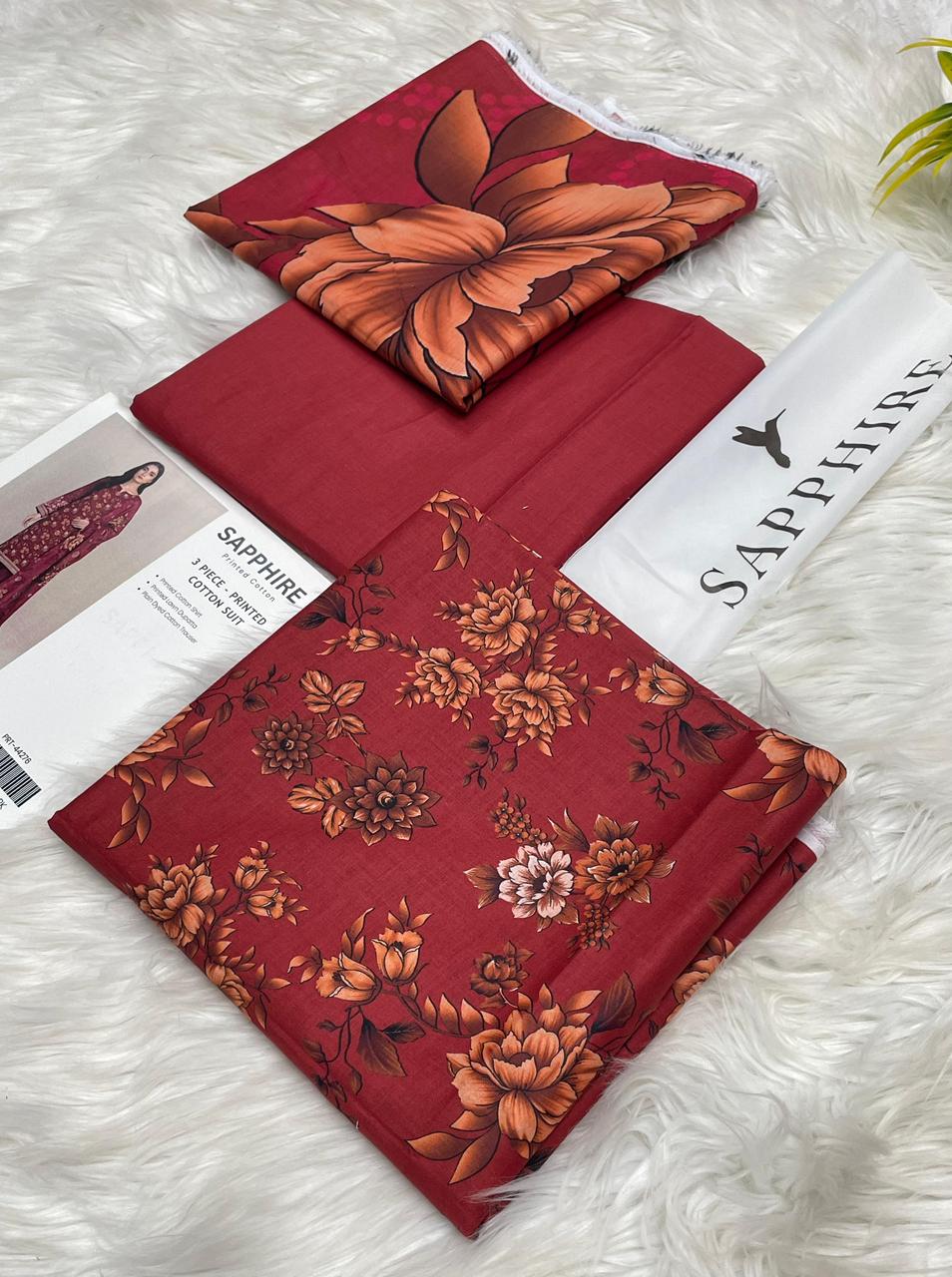 Sapphire Premium Cotton 3PC Unstitched Collection