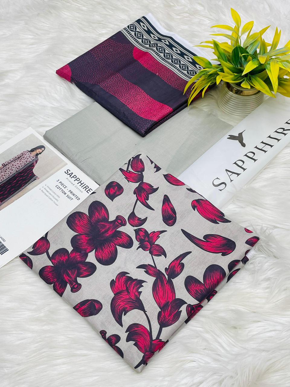 Sapphire Premium Cotton 3PC Unstitched Collection