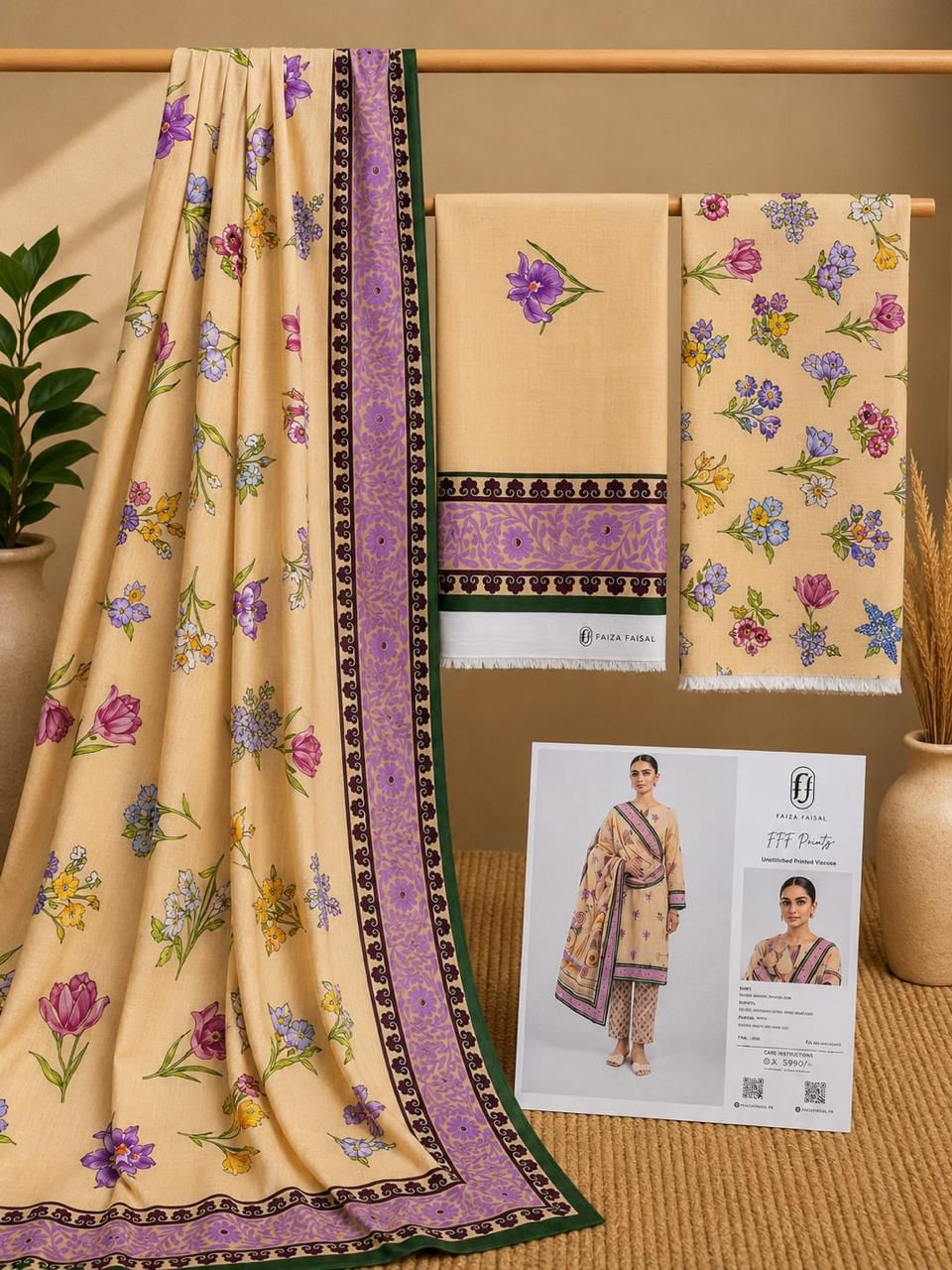 Faiza Faisal Digital Printed Viscose 3PC Winter Collection