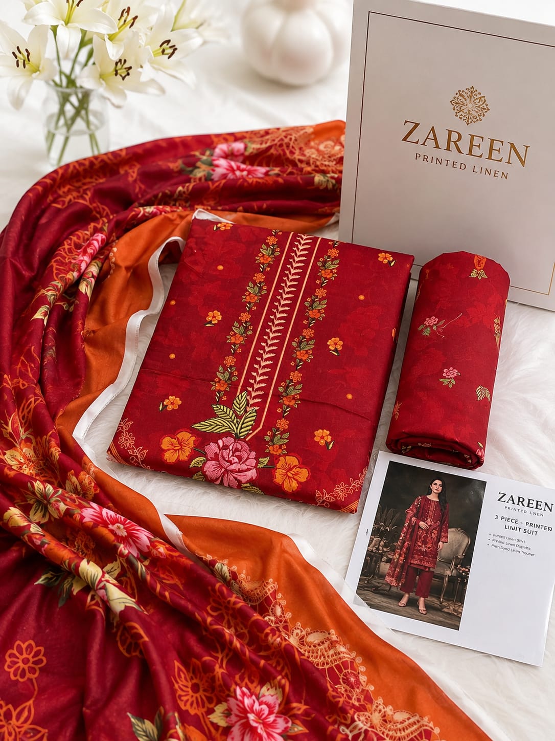 Zareen Print Linen 3PC Suit Winter Collection 2026 - Wholesale