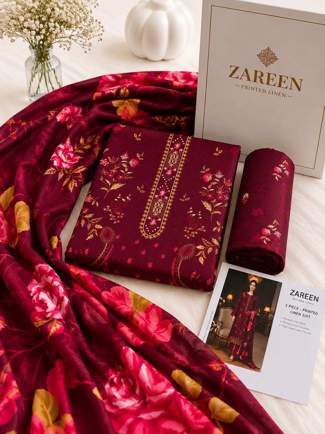 Zareen Print Linen 3PC Suit Winter Collection 2026 - Wholesale
