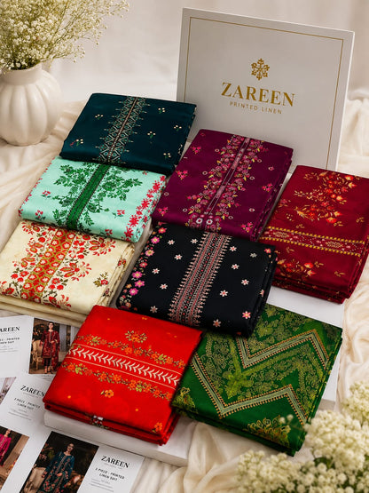 Zareen Print Linen 3PC Suit Winter Collection 2026 - Wholesale