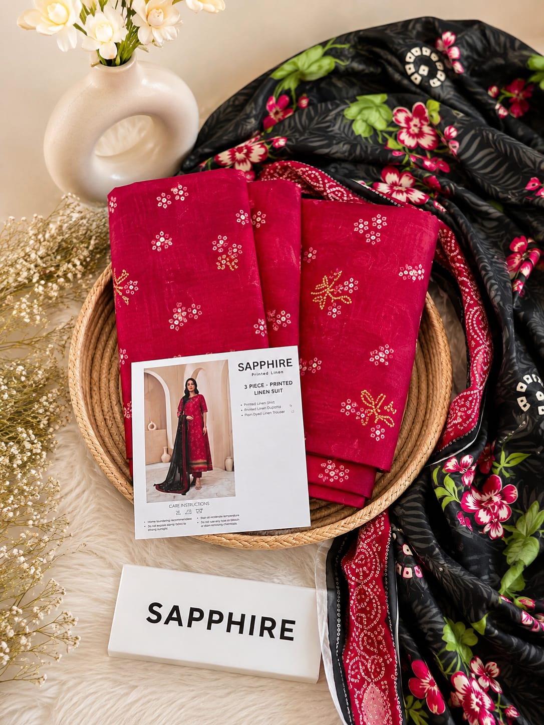 Sapphire Print Linen 3PC Suit Winter Collection 2026 - Wholesale