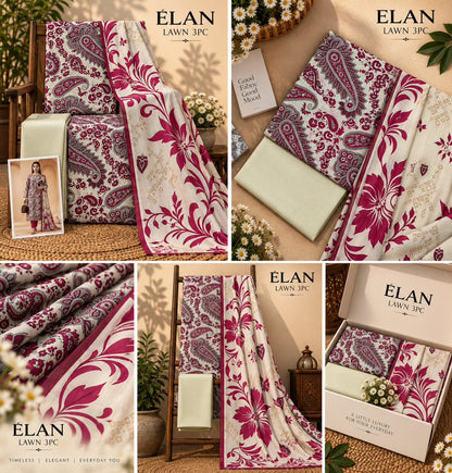 Elaan Premium Lawn 3PC Collection 2026 | Super Wholesale