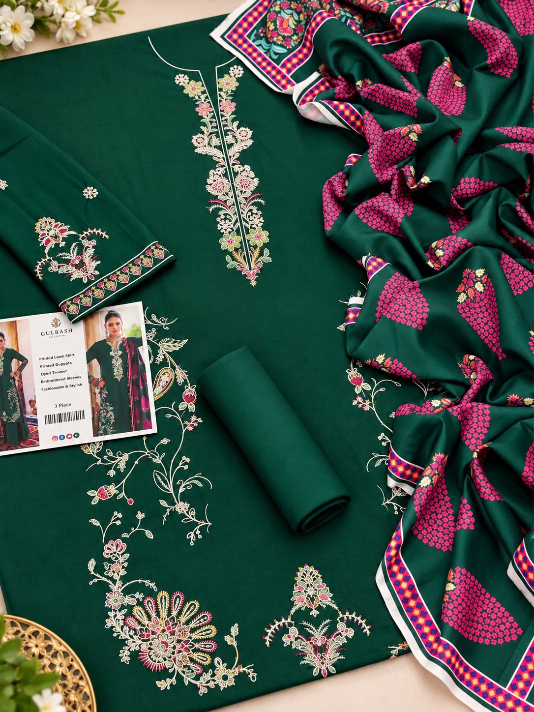 Mix Brand Luxury Dhanak Emb 3PC Vol-8 | Super Wholesale
