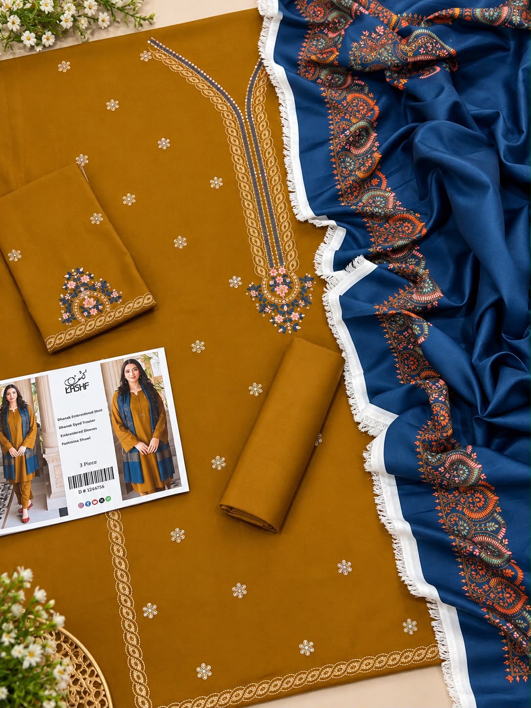 Mix Brand Luxury Dhanak Emb 3PC Vol-8 | Super Wholesale