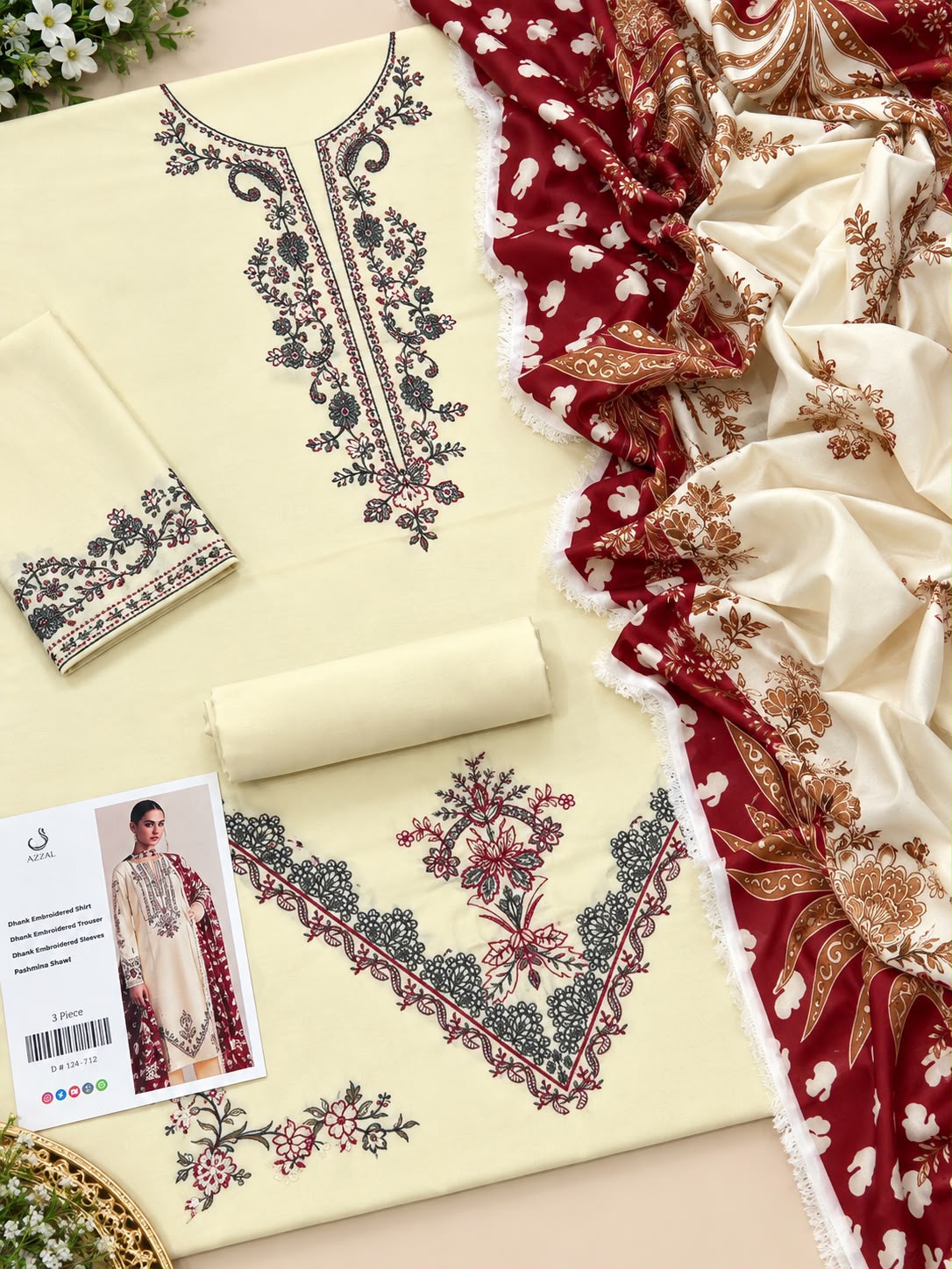 Mix Brand Luxury Dhanak Emb 3PC Vol-8 | Super Wholesale