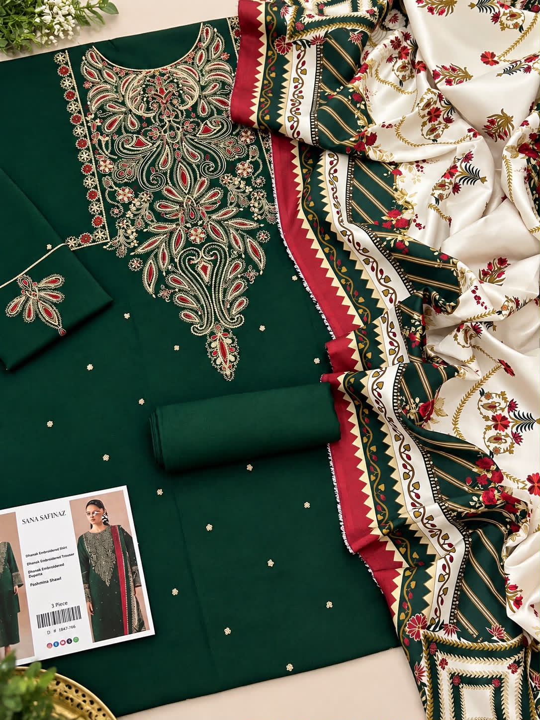 Mix Brand Luxury Dhanak Emb 3PC Vol-8 | Super Wholesale