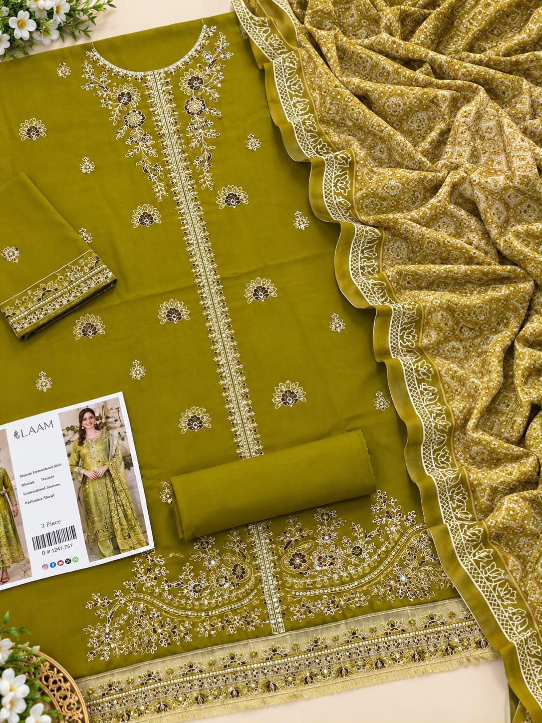 Mix Brand Luxury Dhanak Emb 3PC Vol-8 | Super Wholesale