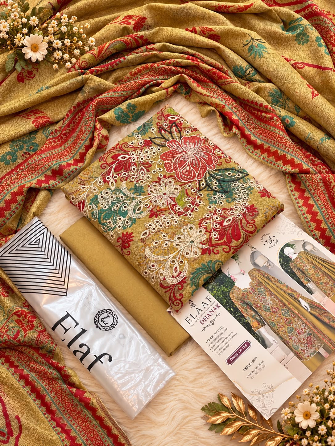 Elaaf Luxury Dhanak Embroidered 3PC Winter Collection 2026-27 | Super Wholesale