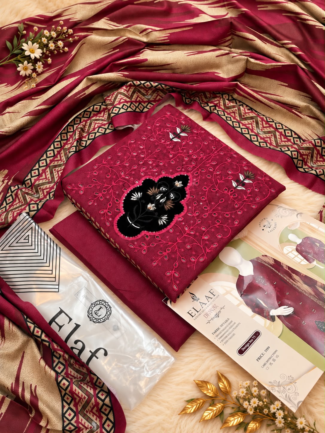Elaaf Luxury Dhanak Embroidered 3PC Winter Collection 2026-27 | Super Wholesale