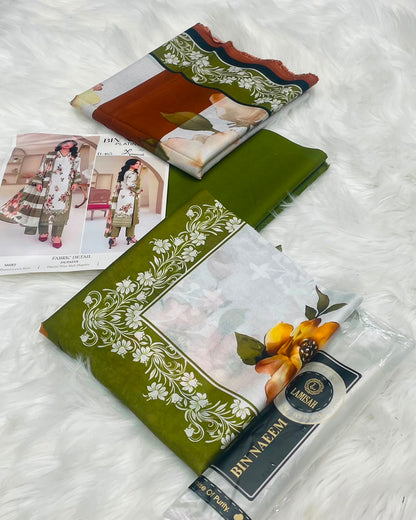 Bin Naeem White Rose 3PC Printed Lawn – Wholesale Suits