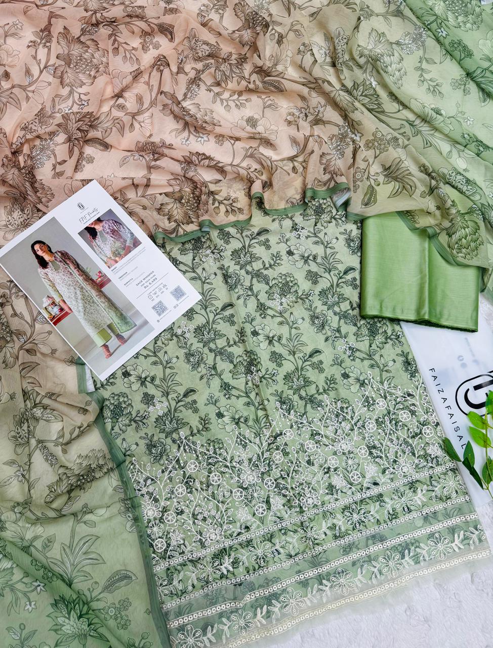 Faiza Faisal FNF Prints Emb Lawn 3PC – Wholesale Suits