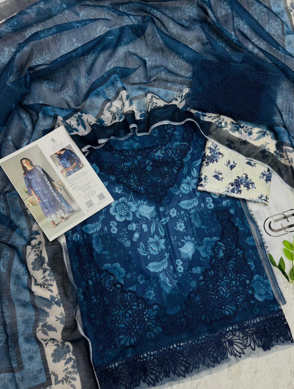 Faiza Faisal FNF Prints Emb Lawn 3PC – Wholesale Suits