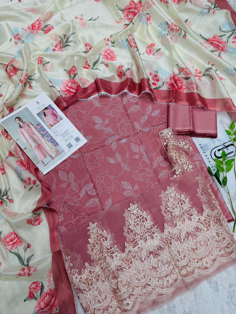 Faiza Faisal FNF Prints Emb Lawn 3PC – Wholesale Suits