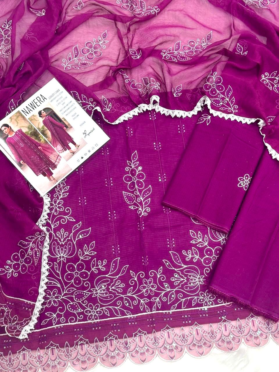 Nawera Luxury Embroidery Lawn 3PC – Wholesale Suits